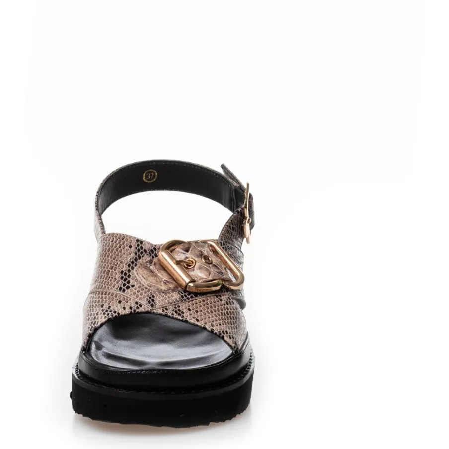 Copenhagen Shoes Flade Sandaler^AS A WOMAN - COGNAC SNAKE Asa woman sandal cognac snake