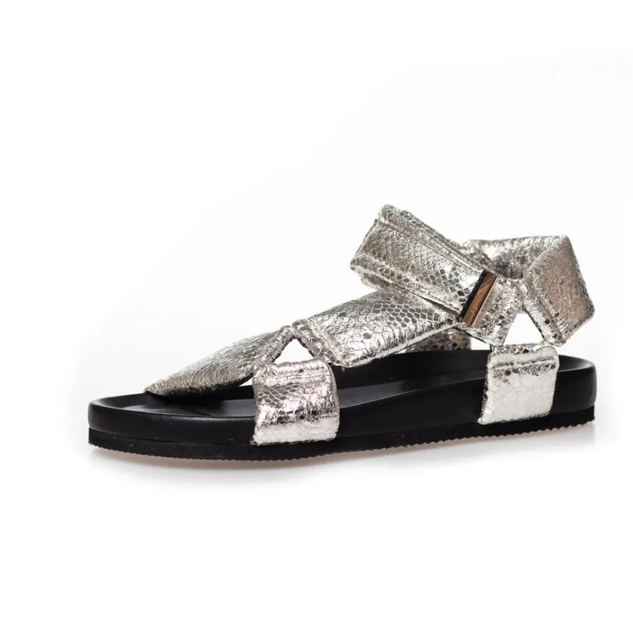 Copenhagen Shoes Flade Sandaler^CARRIE MOON - Silver Snake Carriemoon sandal silver snake