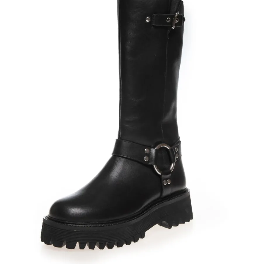 Copenhagen Shoes Lange Støvler^COME ROCK ME LEATHER - Black
