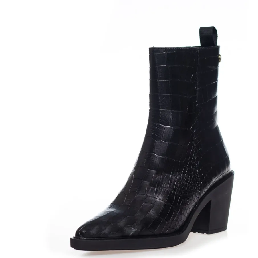 Copenhagen Shoes Støvler Med Hæl|Ankelstøvler^CPH ORIGINAL BLACK - BLACK CROCO Cphoriginal croco black boot black croco