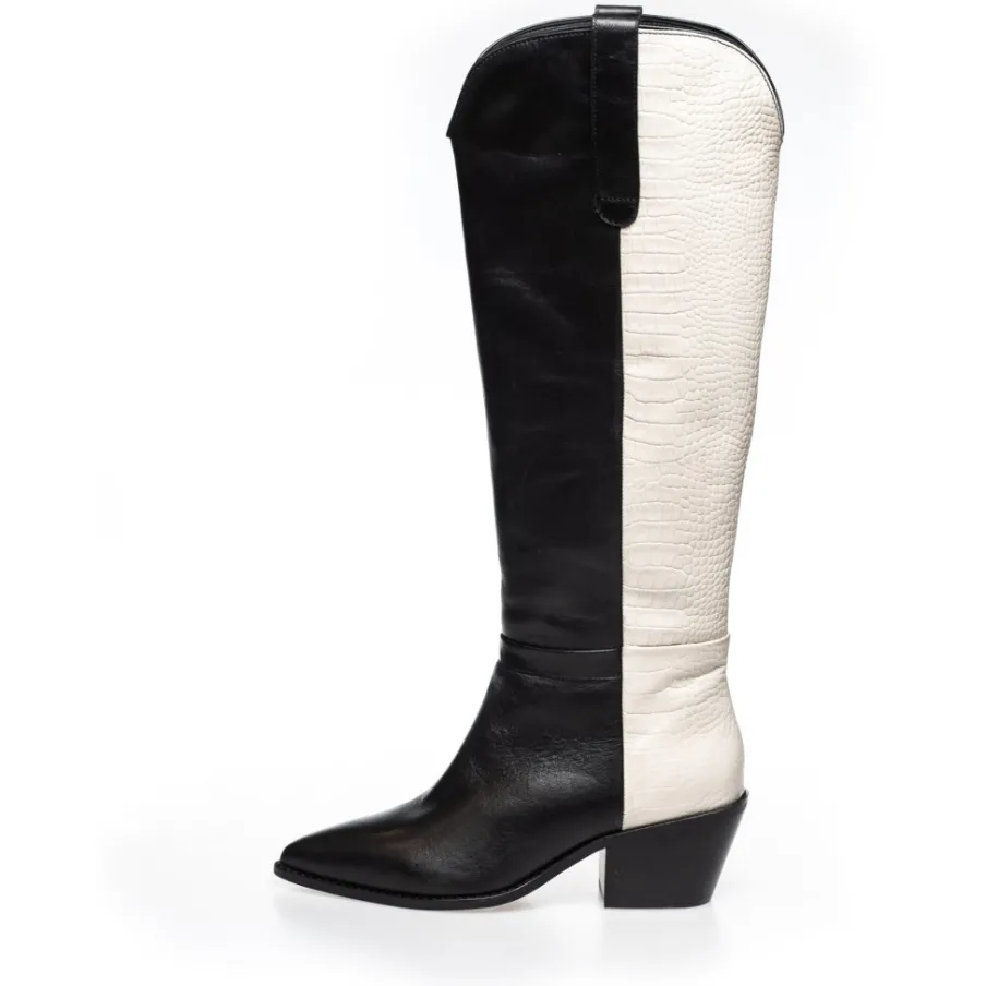 Copenhagen Shoes Støvler Med Hæl|Lange Støvler^DIVIDED MULTI - BLACK/OFF WHITE Black off white