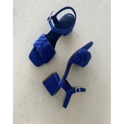 Copenhagen Shoes Sandaler Med Hæl|Stiletter^FEEL IT - SUEDE - Electric Blue Suede Feelit suede heels electric blue suede