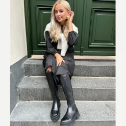 Copenhagen Shoes Lange Støvler^FOLLOW ME - Black (with Black Stiches) Black with black stiches