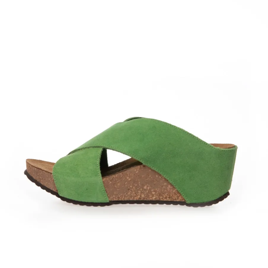 Copenhagen Shoes Sandaler Med Kilehæle^FRANCES 23 Suede - LIME (LIME 401) Frances23 suede slippers lime lime 401