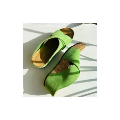 Copenhagen Shoes Sandaler Med Kilehæle^FRANCES 23 Suede - LIME (LIME 401) Frances23 suede slippers lime lime 401