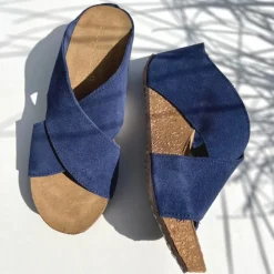 Copenhagen Shoes Sandaler Med Kilehæle^FRANCES 22 Suede - NAVY (OLTREMARE 278) Navy oltremare 278