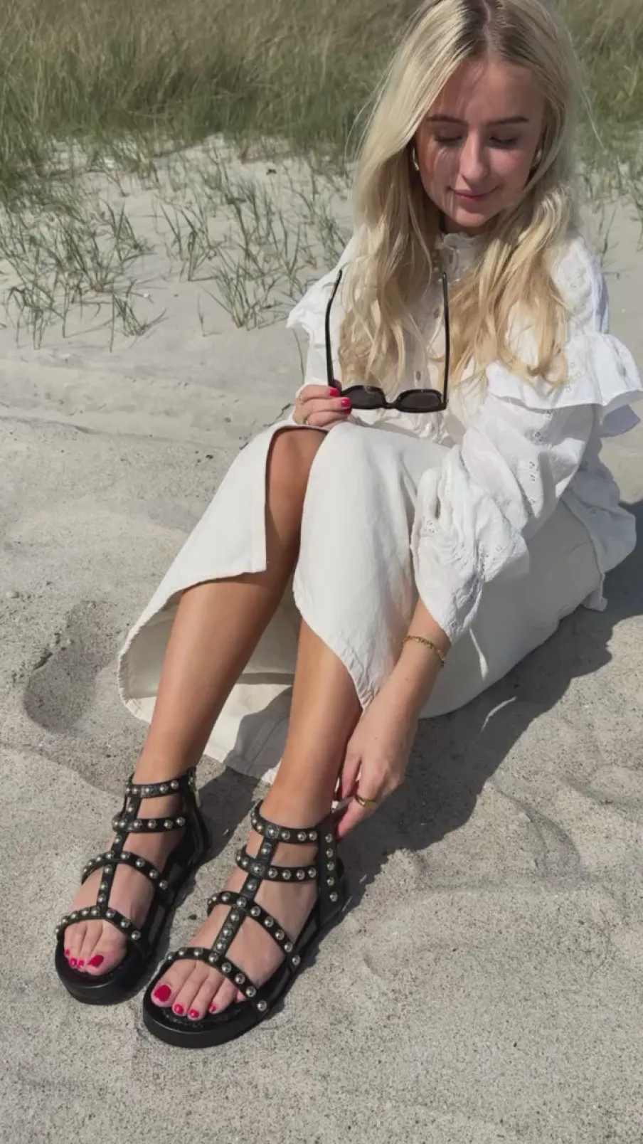 Copenhagen Shoes Flade Sandaler^GLORIE NIGHT - BLACK Glorienight sandal black
