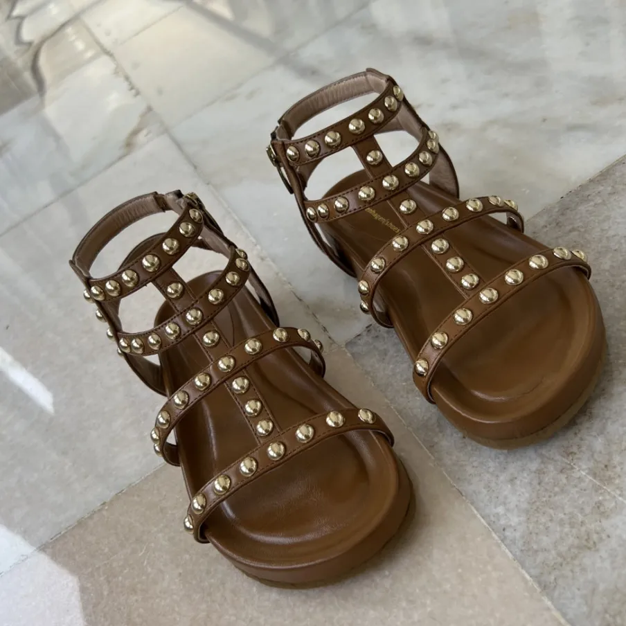 Copenhagen Shoes Flade Sandaler^GLORIE NIGHT - COGNAC Glorienight sandal cognac