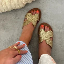 Copenhagen Shoes Flade Sandaler^IVY - Gold glitter