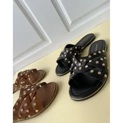 Copenhagen Shoes Flade Sandaler^LALA STUDS - Black