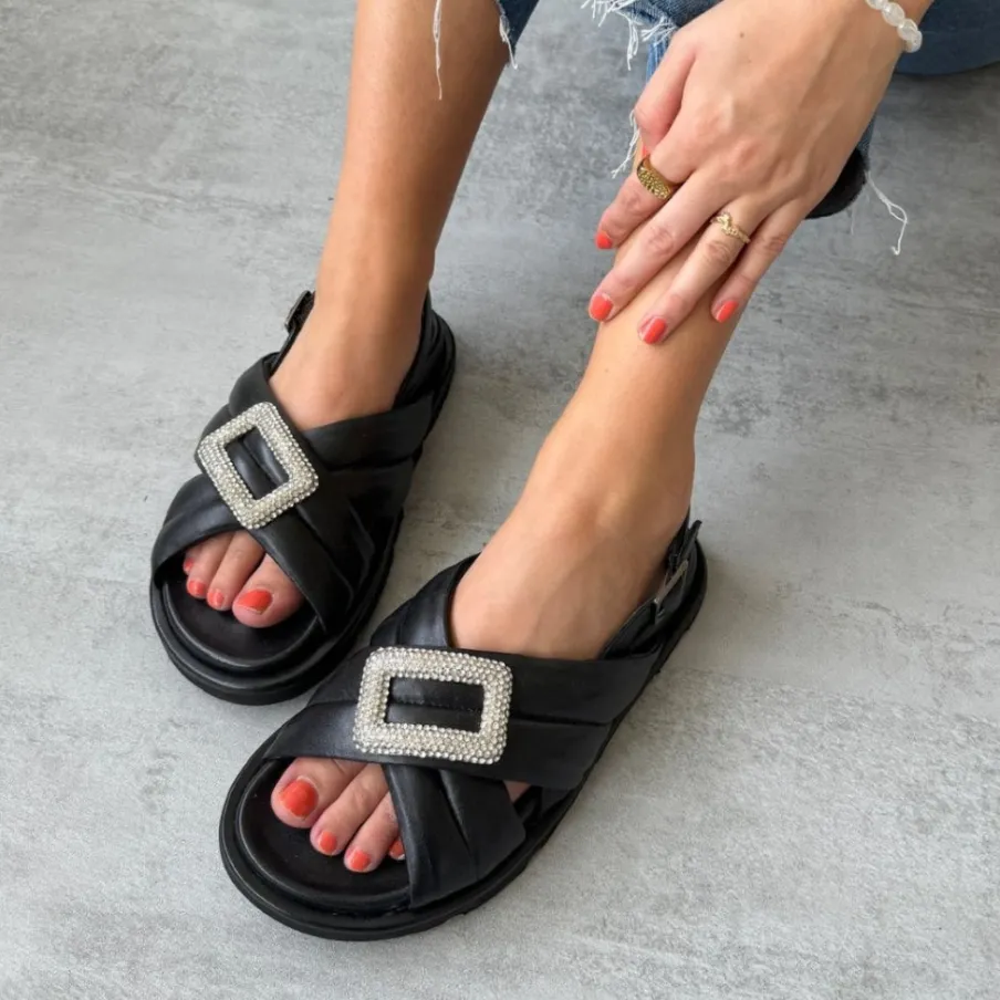 Copenhagen Shoes Flade Sandaler^LIKE A MELODY - Black Likea melody sandal black