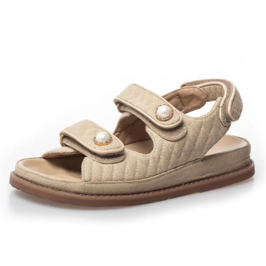 Copenhagen Shoes Flade Sandaler^LUXURY SPORT 22 CANVAS - BEIGE Luxurysport 22 canvas sandal beige