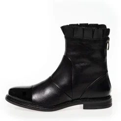 Copenhagen Shoes Ankelstøvler^MARGARET - BLACK W/PATENT TOE Margaretboot black w patent toe