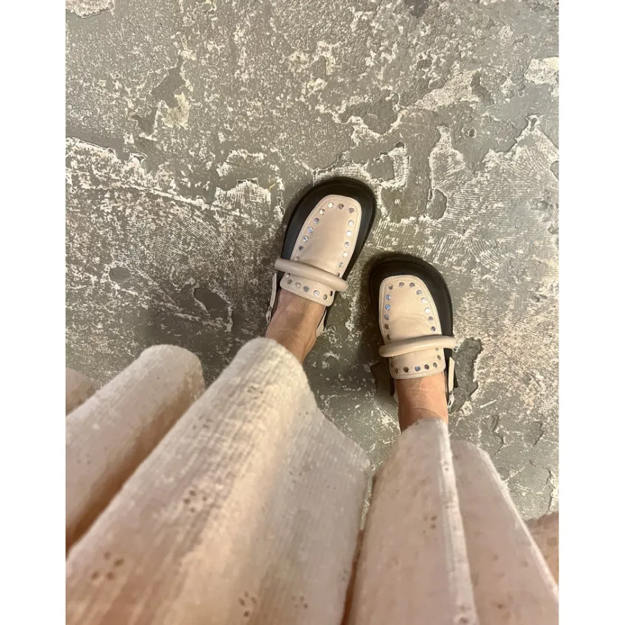 Copenhagen Shoes Mules · Slip Ins^MILLA SHOES LEATHER MULTI - BLACK/BEIGE Millashoes leather multi loafer black beige