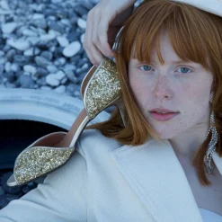 Copenhagen Shoes Sandaler Med Hæl|Stiletter^MY DIAMONDS - GOLD GLITTER Mydiamonds heels gold glitter