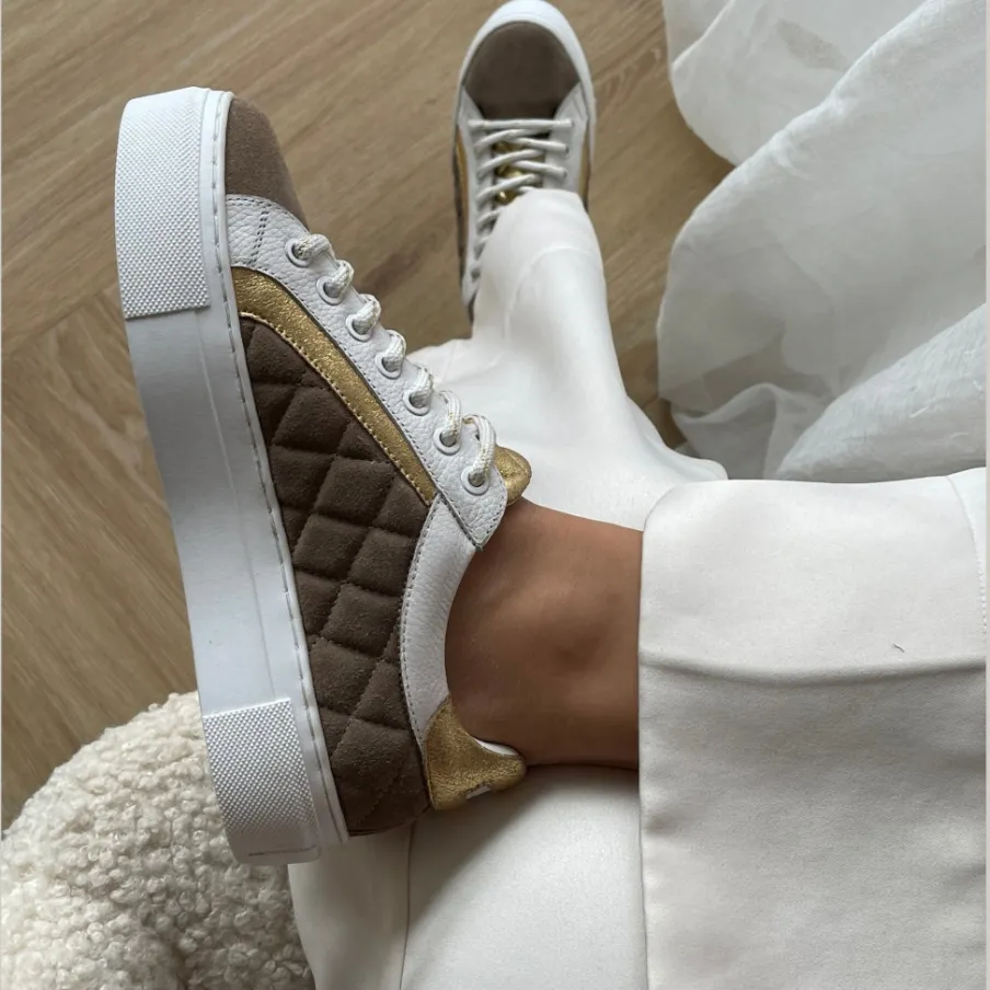 Copenhagen Shoes Sneakers^MY SNEAKS - TAUPE/GOLD Taupe gold