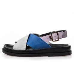 Copenhagen Shoes Flade Sandaler^NEW STRONGER 23 - SUEDE - BLUE/LAVENDER Newstronger 23 suede sandal blue lavender