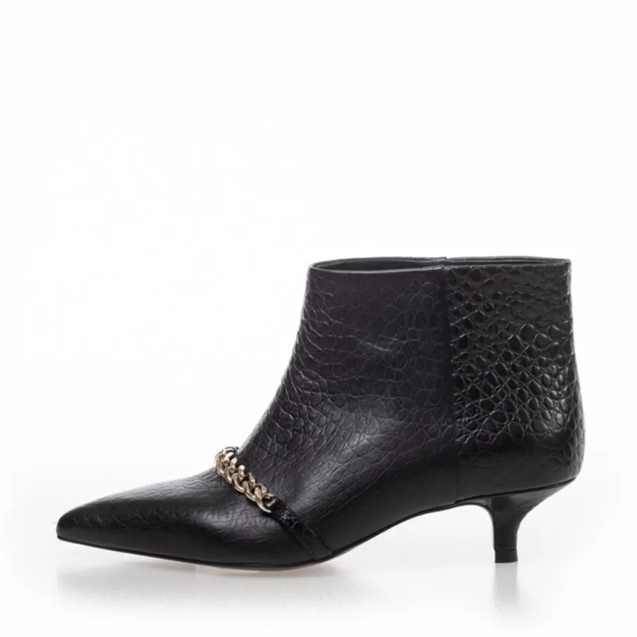 Copenhagen Shoes Støvler Med Hæl|Ankelstøvler^PARI' CHAIN - Black Croco Parichain boot black croco