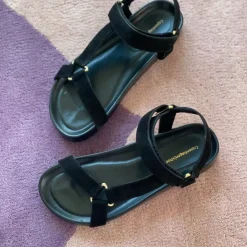 Copenhagen Shoes Flade Sandaler^PEACE Suede - Black Peacesuede sandal black