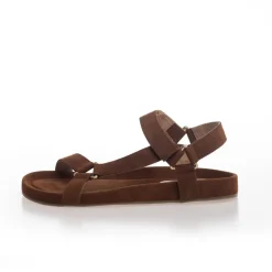 Copenhagen Shoes Flade Sandaler^PEACE Suede - Cognac Peacesuede sandal cognac