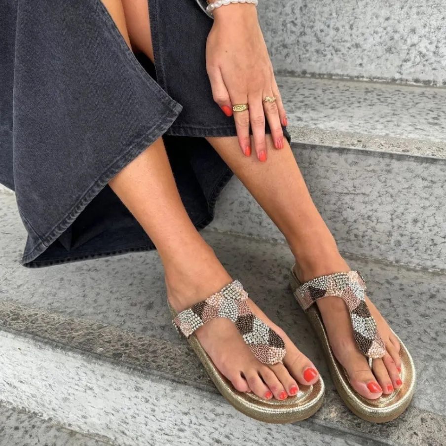 Copenhagen Shoes Flade Sandaler^PEARLS AND - Gold