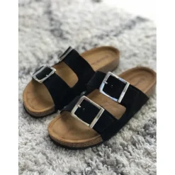 Copenhagen Shoes Flade Sandaler^PIXI Suede - Black