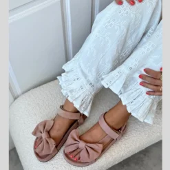 Copenhagen Shoes Flade Sandaler^SKY AND DIAMONDS 23 SUEDE - PAPAYA Skyand diamonds 23 suede sandal papaya