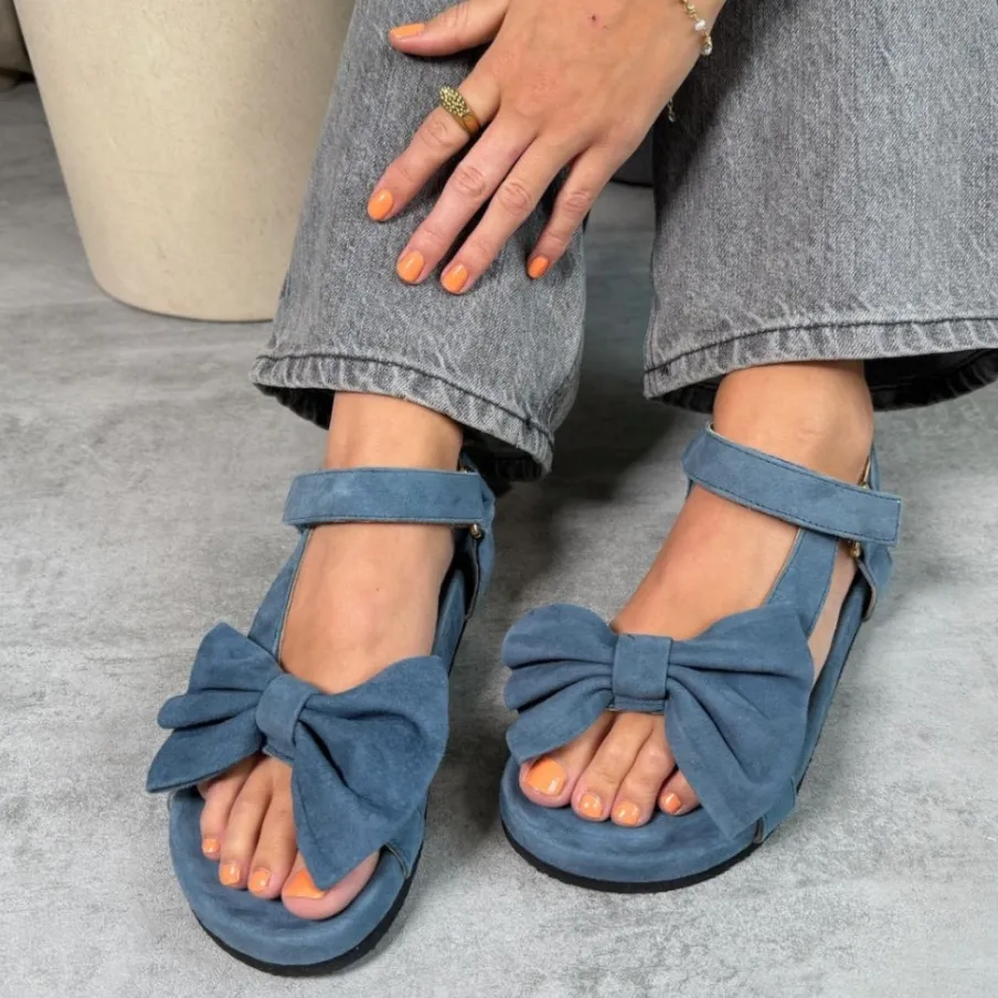 Copenhagen Shoes Flade Sandaler^SKY AND DIAMONDS 23 SUEDE - Denim Blue Skyand diamonds 23 suede sandal denim blue