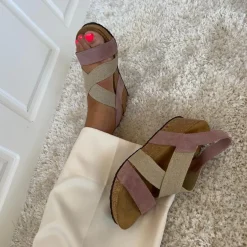 Copenhagen Shoes Sandaler Med Kilehæle^STACIA 21 Canvas - Rose Stacia21 canvas sandal wedge rose