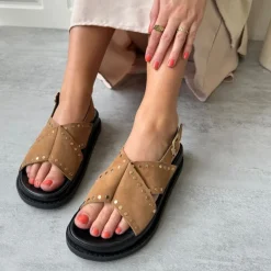 Copenhagen Shoes Flade Sandaler^STRONGER STUDS - Safari