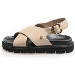 Copenhagen Shoes Flade Sandaler^SUMMERTIME - PATENT - NUDE W/BLACK SOLE Nude w black sole