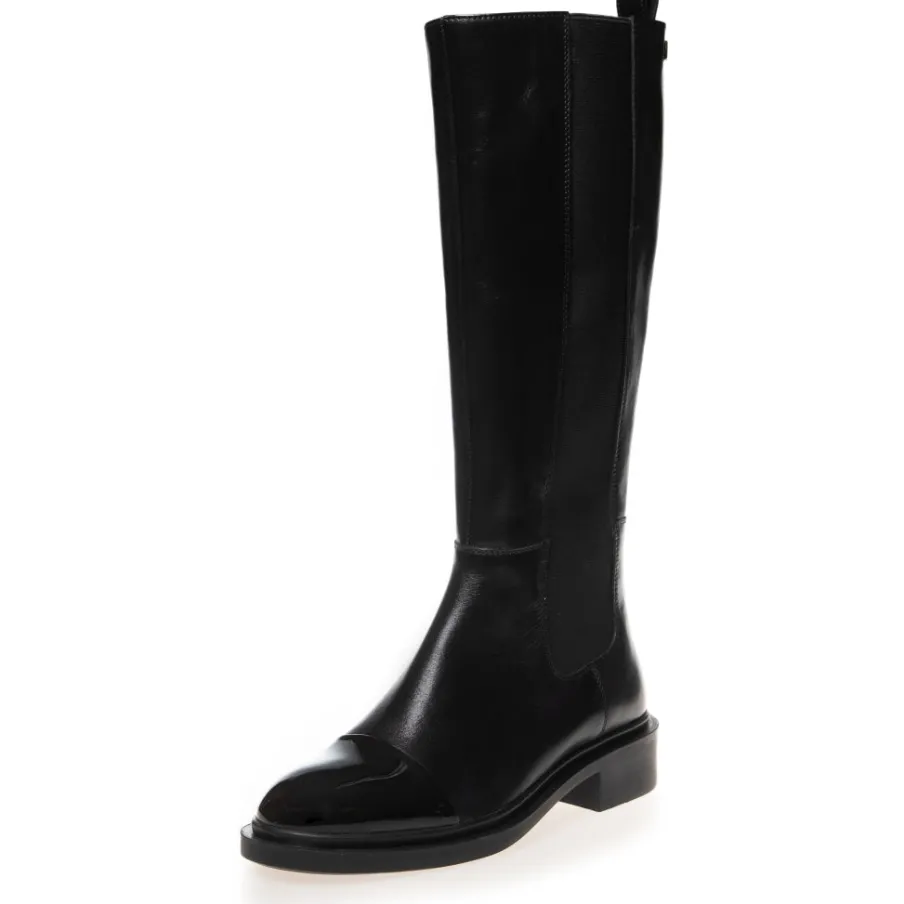 Copenhagen Shoes Lange Støvler^THE LOVE BOOT PATENT / TOE - Black