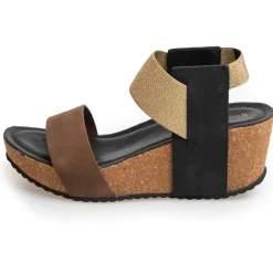 Copenhagen Shoes Sandaler Med Kilehæle^THE NEW DANIELA - BROWN GOLD Thenew daniela sandaler med kilehael brown gold