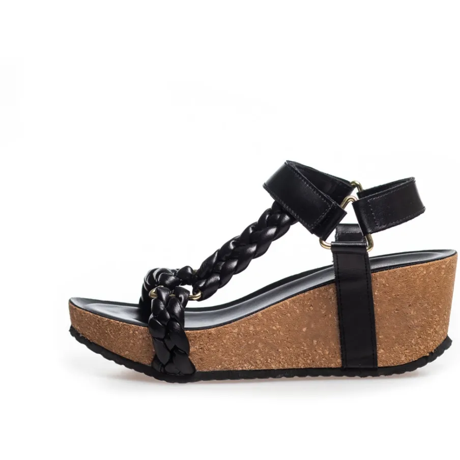 Copenhagen Shoes Sandaler Med Kilehæle^WOVEN LADY - BLACK Wovenlady sandal wedge black