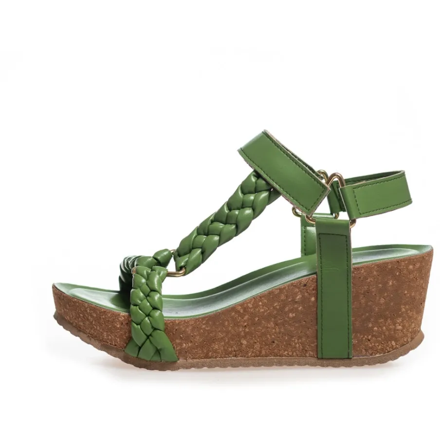 Copenhagen Shoes Sandaler Med Kilehæle^WOVEN LADY - GREEN Wovenlady sandal wedge green