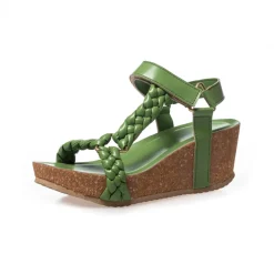 Copenhagen Shoes Sandaler Med Kilehæle^WOVEN LADY - GREEN Wovenlady sandal wedge green