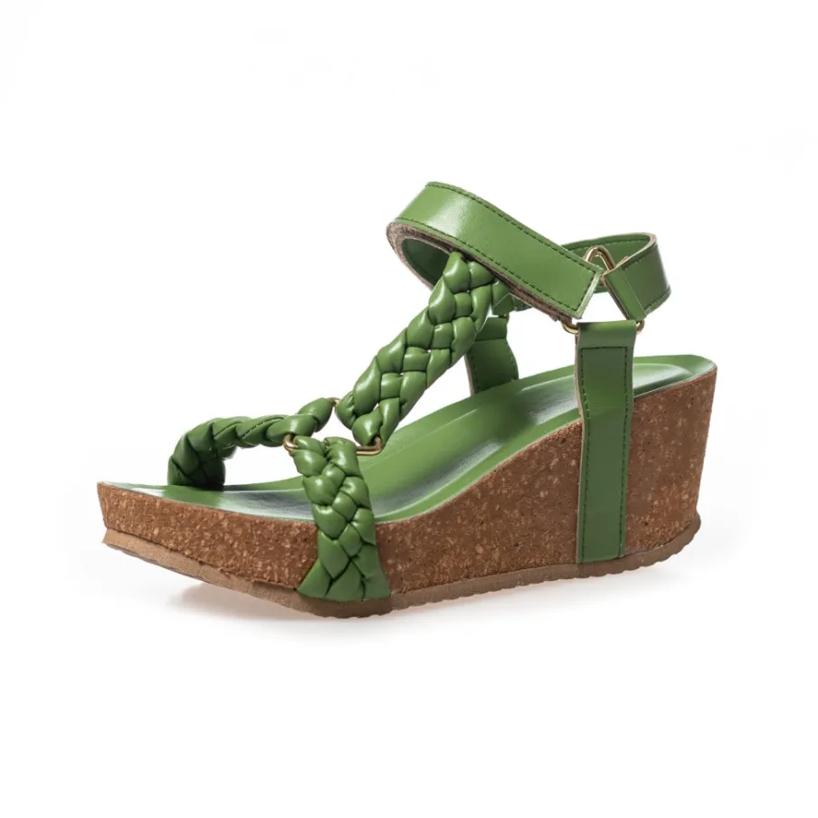 Copenhagen Shoes Sandaler Med Kilehæle^WOVEN LADY - GREEN Wovenlady sandal wedge green
