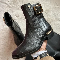 Copenhagen Shoes Ankelstøvler^YOU CAN FLY - BLACK Youcan fly crocco boot black
